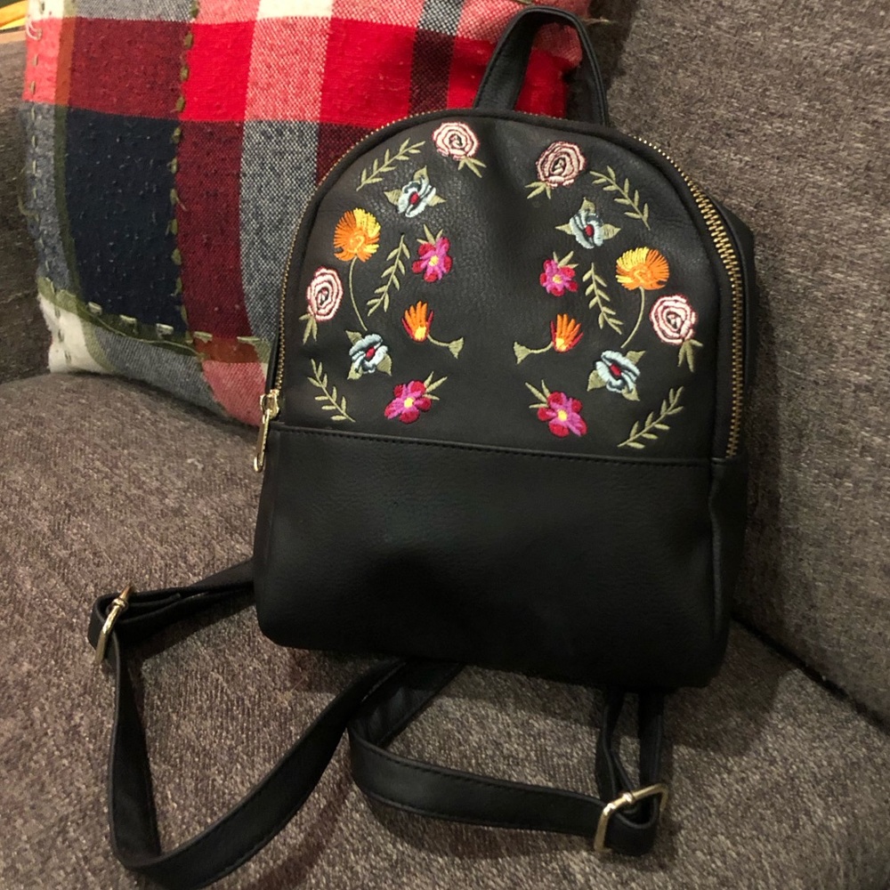 Embroidered Flower Small Backpack